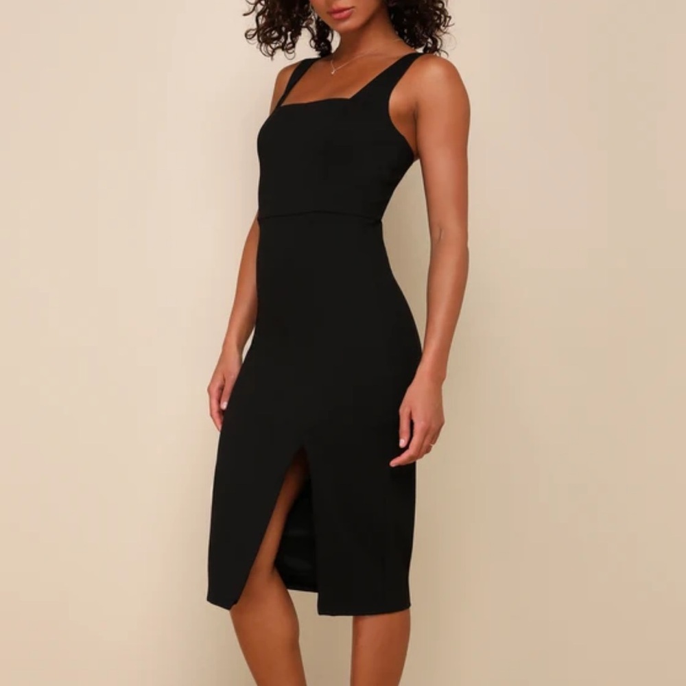 Black Sleeveless Bodycon Midi Dress
